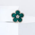 Enamel Rhinestone Five Petal Flower Brooch Metal Pin view 3