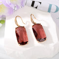 Gold Tone Rectangular Faceted Crystal Hook Earrings in Five Colors view 5