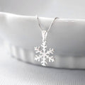 Silver Tone Smooth Snowflake Pendant Necklace Fine Chain view 1