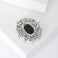 Pearl Cameo Lady Head Brooch Silver Blue Crystal Halo view 4