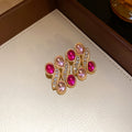 Gold Oval Resin Crystal Wave Necklace Stud Earrings Four Colors view 11