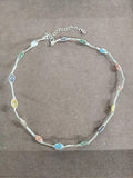 Silver Tone Crystal Station Necklaces in Six Colors view 11