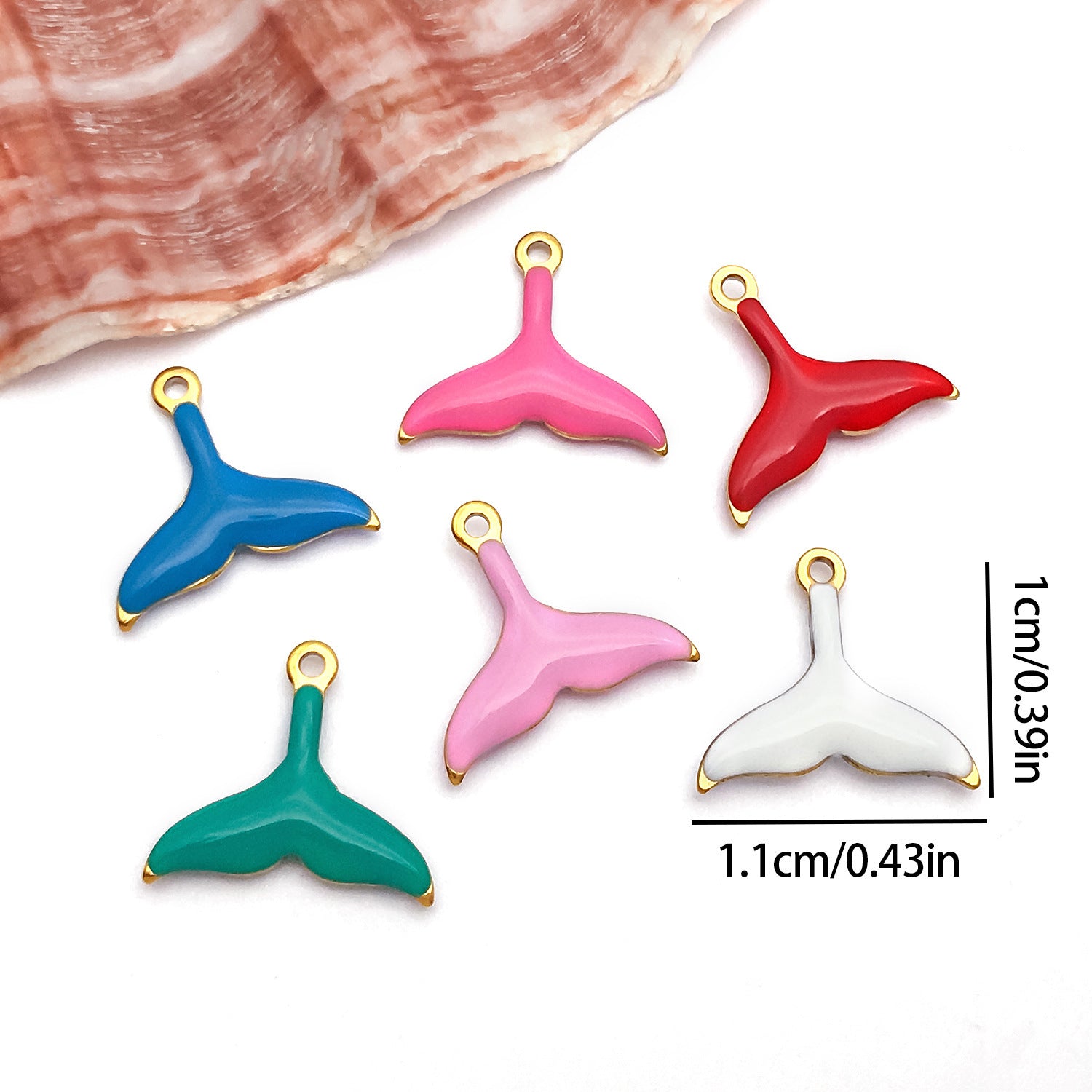 Enamel Stainless Steel Mermaid Tail Charm Pendant for DIY Bracelet Necklace Jewelry — 10mm