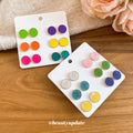 Multicolor Round Swirl Stud Earrings In Twelve Pair Sets view 3