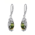 White Gold Tone Green Marquise Openwork Leaf Leverback Earrings view 1