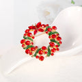 Red Gold Tone Floral Wreath Wreath Crystal Enamel Metal Brooch Pin view 3