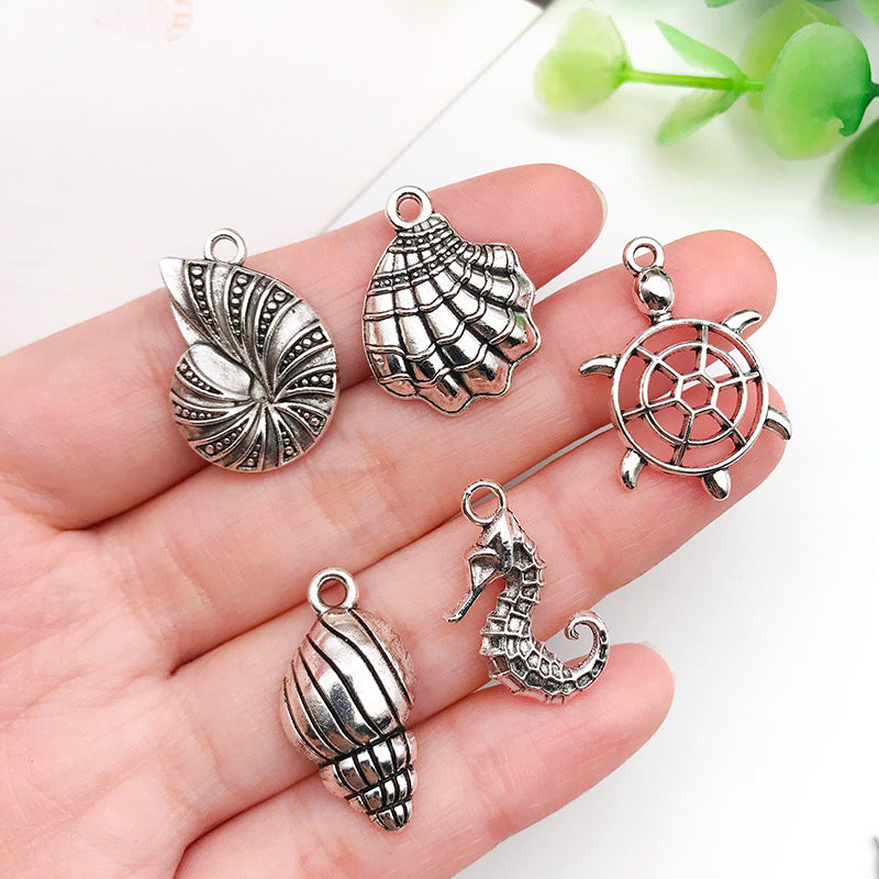 Antique Silver Zinc Alloy Shell Conch Ocean Charm Pendant for DIY Bracelet Necklace Earrings