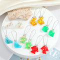 Silver Tone Resin Animal Long Wire Drop Earrings in Six Designs view 1