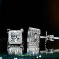 White Gold Square Four-Prong Princess Cut Clear Stud Earrings view 2
