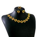 Gold Heart Crystal Necklace Earring Ring Jewelry Set view 7