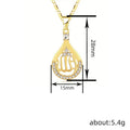 Gold Teardrop Arabic Calligraphy Crystal Pendant Necklace view 4