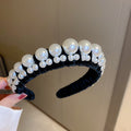 Pearl Like Padded Headband In Black Or White Velvet view 6