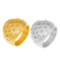 Bubble Circle Rhinestone Dome Ring Gold And Steel Tone view 5