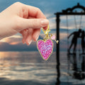 Pink Leopard Love You Heart Key Charm Lobster Clasp view 4