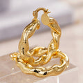 Irregular Wavy Hoop Earrings in Gold-Tone Metal Jewelry view 2