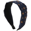 Fabric Star Studded Wide Headband Deep Coffee Brown view 5