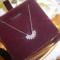 Silver Fan Baguette CZ Pendant Necklace Fine Link Chain view 3