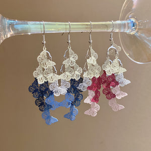 Pink And Blue Butterfly Star Drop Hook Earrings Jewelry Pair