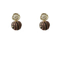 Gold-Tone Hammered Disc Houndstooth Yarn Ball Drop Earrings view 5