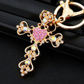 Mixed Jeweled Cross Keychains in Four Designs with Braided Loop Options view 3