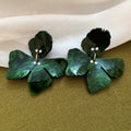 Marbled Resin Flower Statement Earrings In Four Colors view 6