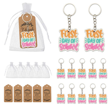 First Day of School Wooden Keychain, Single or Organza Bag Set