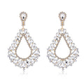 Green Silver Tone Green Teardrop Fan Openwork Crystal Four Designs Metal Dangle Earrings view 6