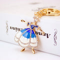 Rhinestone Dancing Girl Keychain With Colorful Dress view 3