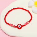 Faceted Bead Evil Eye Stretch Bracelets in Red and Random Colors view 4