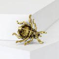 Black Enamel Rhinestone Beetle Brooch Antique Gold Legs view 3