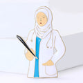 Enamel Female Doctor Brooch Hijab Stethoscope White Coat view 2