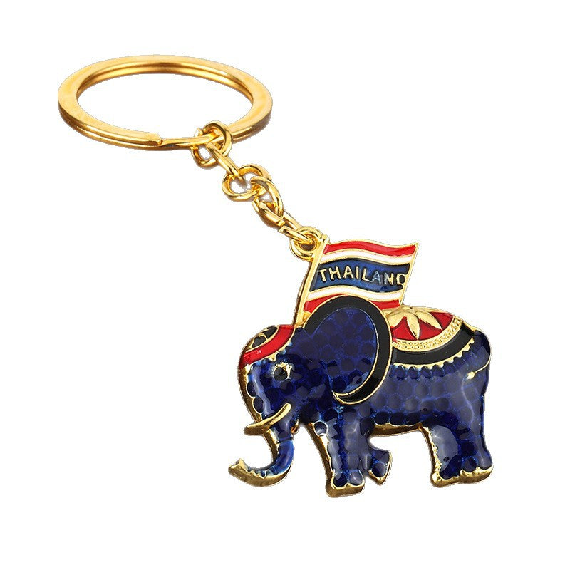 Colorful Elephant Flag Zinc Alloy Keychain Gift Pendant