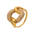 Interlocking Link Pave Zircon Open Ring Gold Or Steel view 5