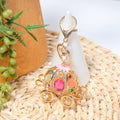 Gold Cat Eye Pumpkin Carriage Keychain Rhinestone Charm view 6