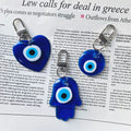 Blue Resin Evil Eye Charm Keychains Heart Round Hand view 1