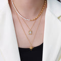 Gold Eight-Point Star Pendant Necklace Fine Cable Chain view 4
