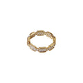 Gold Tone Clear Rectangle Stone And Chain Link Ring For Women view 5