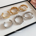 Gold Silver Bamboo Twist Hammered Open Cuff Bangles Six view 4