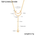 Crescent Moon Star Zircon Y Drop Necklaces Bracelets Gold Steel view 10