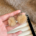 Faux Pearl and Fluffy Pom Pom Stud Earrings in Six Styles view 8