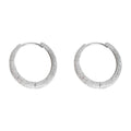 Silver Frosted Texture Hoop Earrings Round Huggie Style Pair view 5