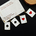 Gold Tone Enamel Playing Card Hook Earrings in Three Designs view 2