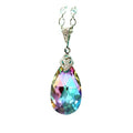 Silver Multicolor Teardrop Crystal Pendant Necklace Alloy view 3