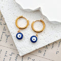 Evil Eye Charm Huggie Hoop Earrings Gold or Silver view 6