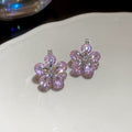 Crystal Flower Double Sided Earrings in White Purple and Pink view 8