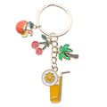Gold-Tone Fruit And Drink Charm Keychain With Palm Tree And Cherries view 5