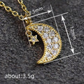 Gold Crystal Crescent Moon Star Pendant Necklace Chain view 4