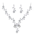 Black Silver Tone Floral Branch Crystal Pearl Look Five Designs Metal Necklace view 5