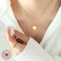 Geometric Brushed Octagon Pendant Necklace Gold Silver Tone view 3