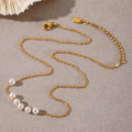 Stainless Steel Imitation Pearl Chain Necklaces Gold Steel view 4
